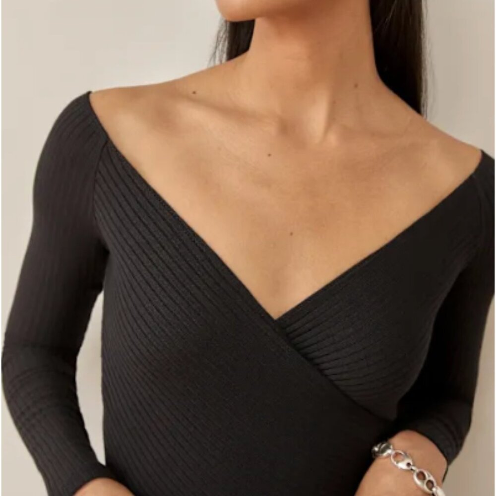 Reformation Minnie Knit Top Black - Size M - NEW WITH TAGS